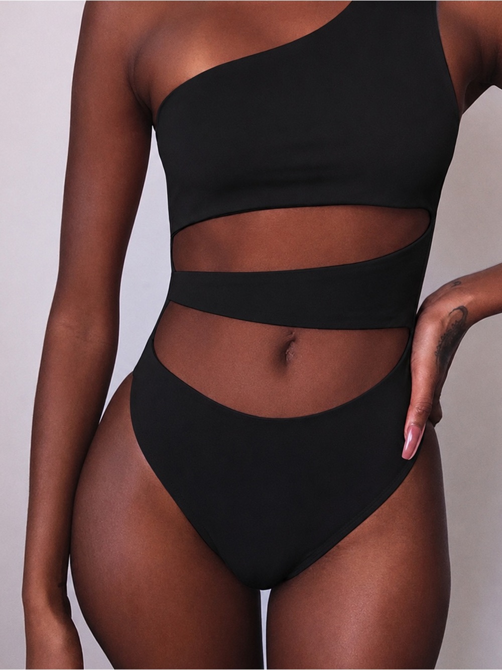 NWT - Meshki - Reversible FREYA One Shoulder Swimsuit - Black